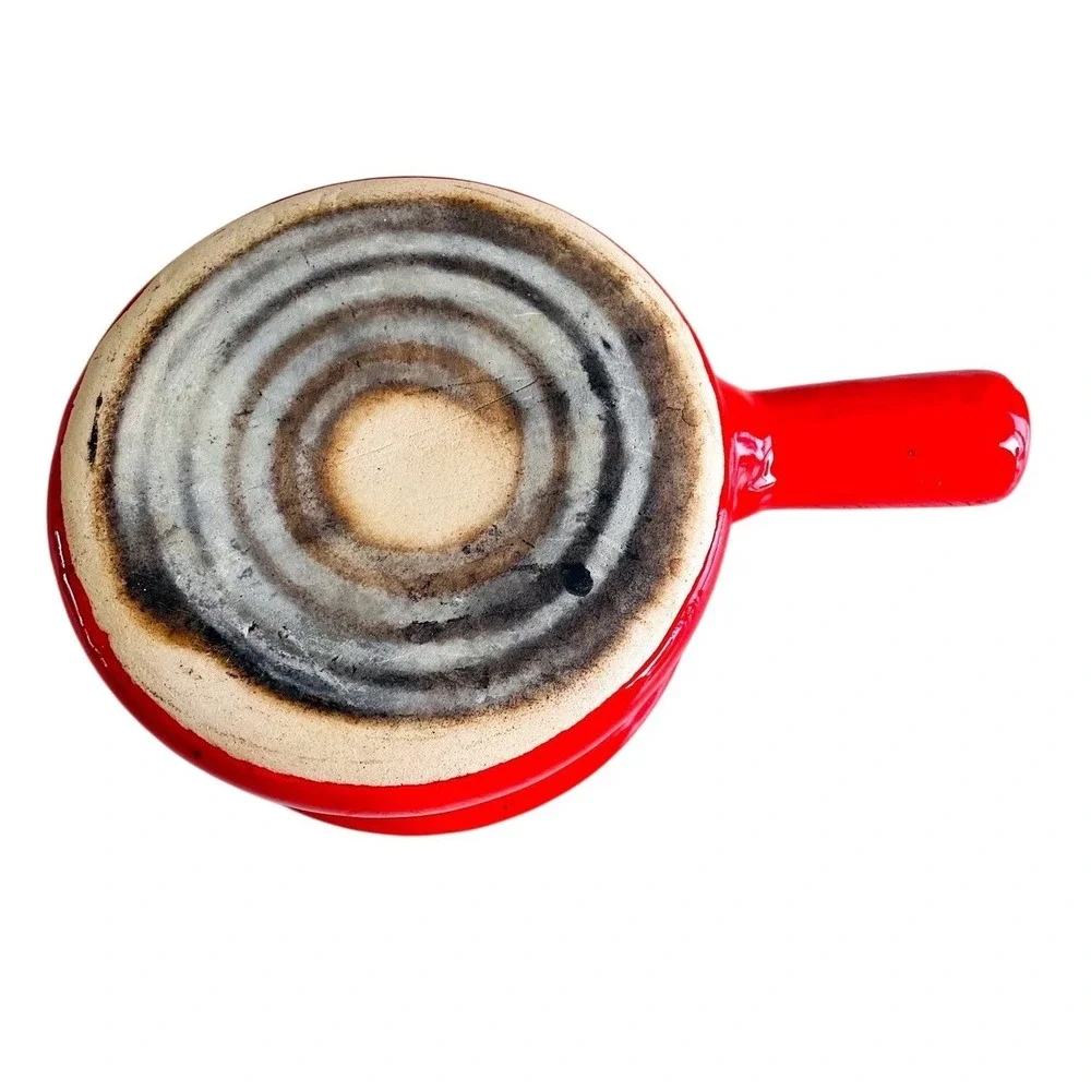 Vintage‎ Mid-Century Red Ceramic Butter Warmer with Hollow Handle